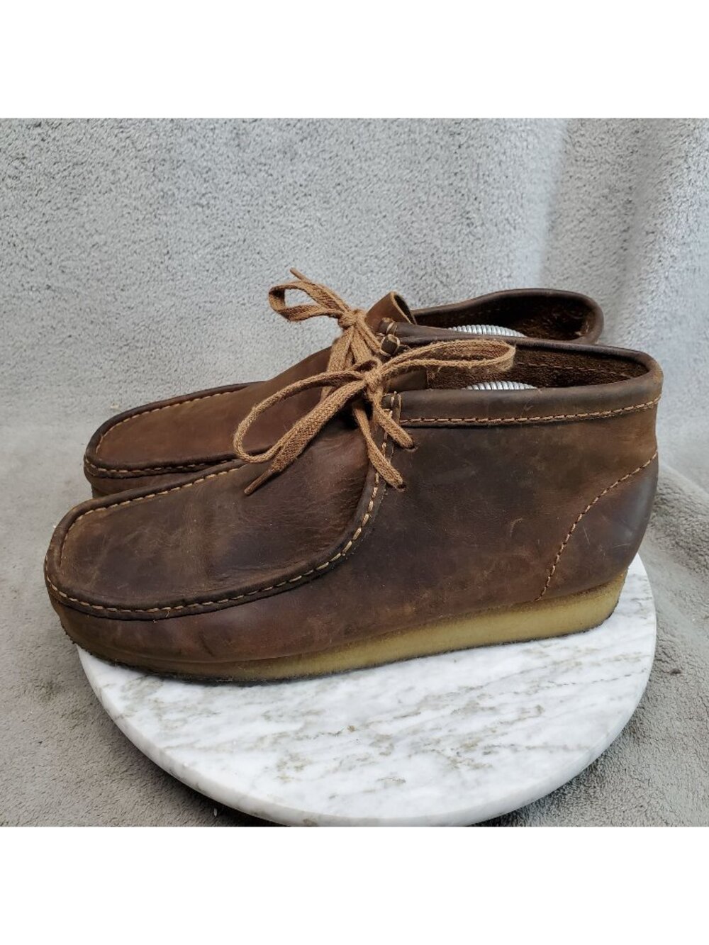 Clarks Shoes Mens SIze 10 Wallabee Brown Leather Chukka Boots *Read*